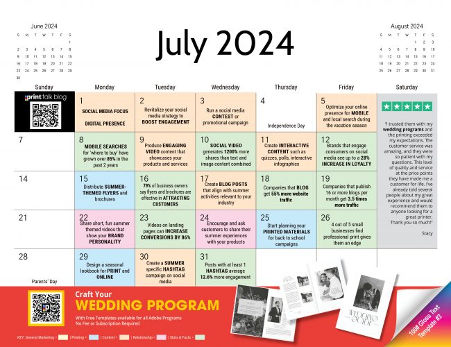 July 2024 content calendar
